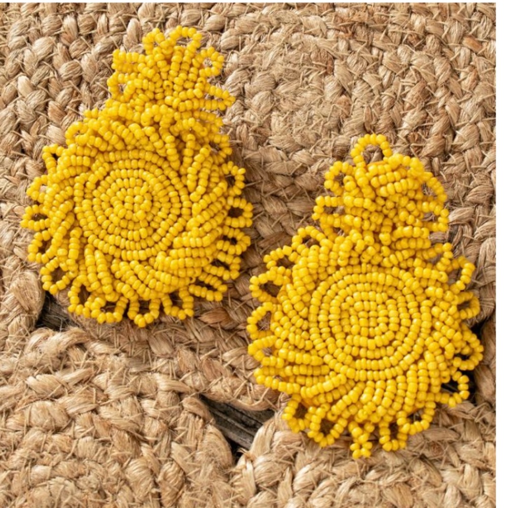 Mustard Beaded Earrings